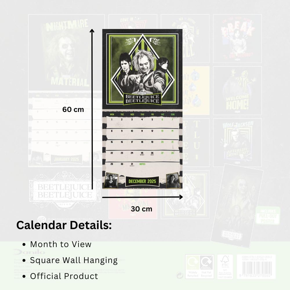 Beetlejuice 2 2025 Square Wall Calendar: 5 - Calendars By Beetlejuice