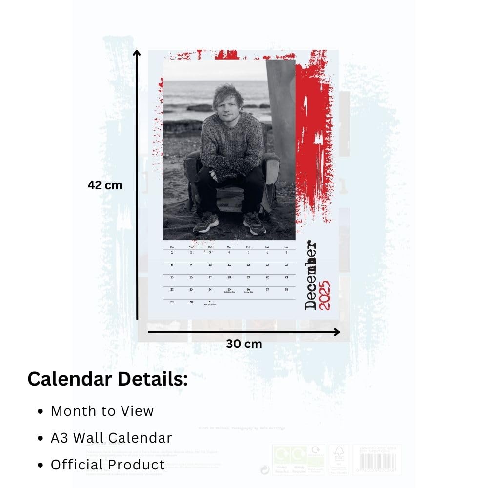 Ed Sheeran A3 2025 Wall Calendar: 5 - Calendars & Planners By Ed Sheeran