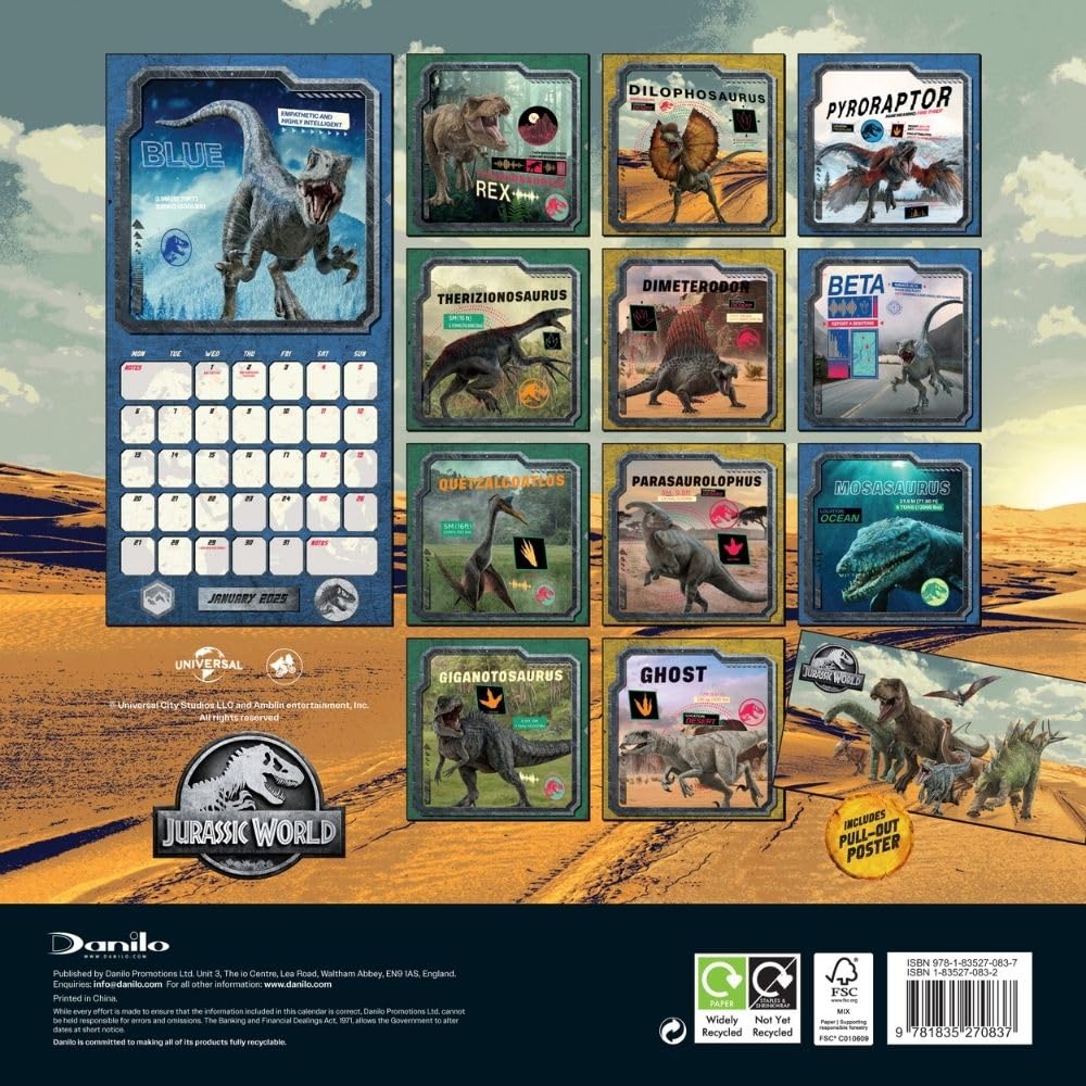 Jurassic World Square Calendar 2025 - Calendars & Planners at Gift Moments