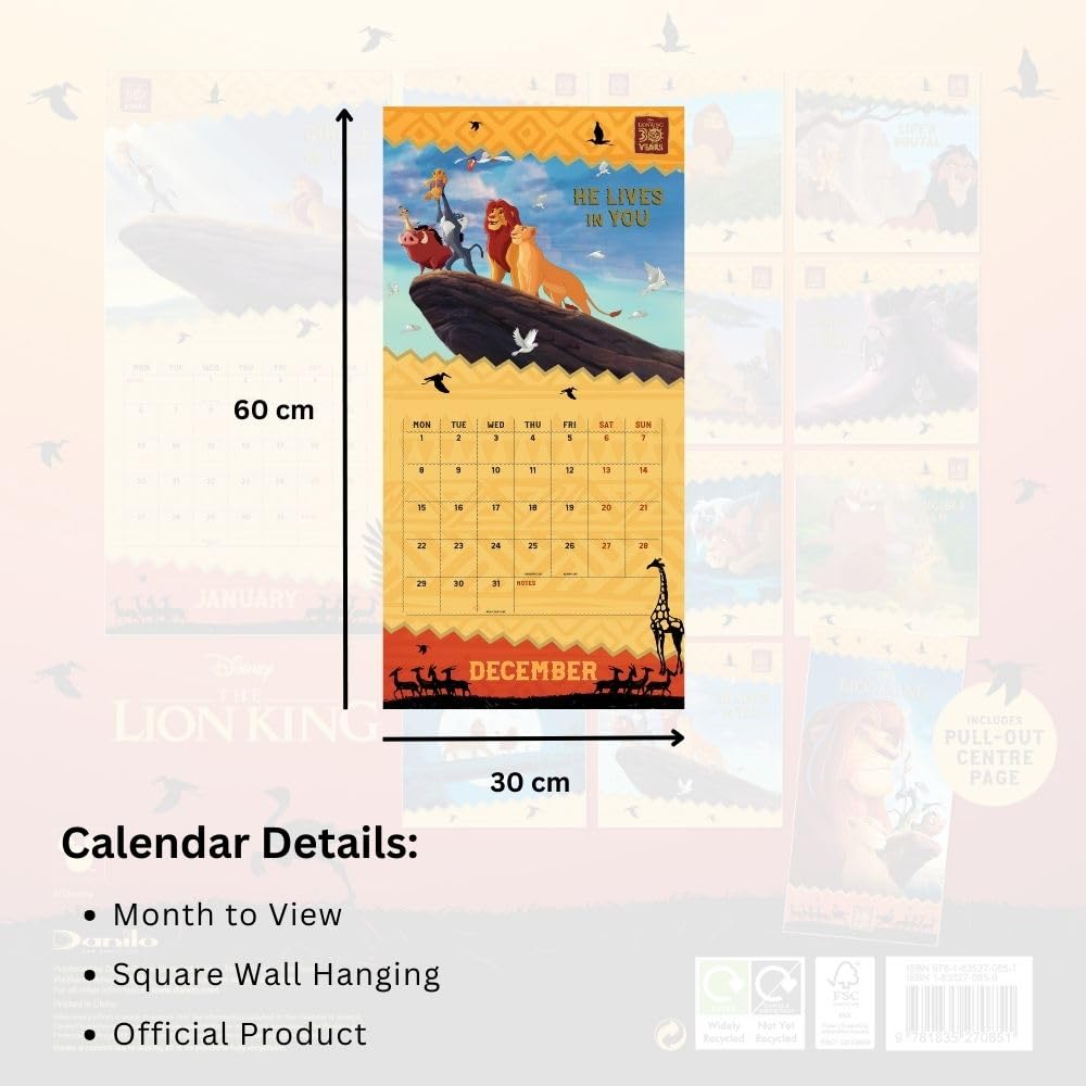 Lion King Square Calendar 2025 - Calendars & Planners at Gift Moments