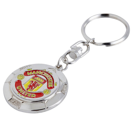 Manchester United FC Silver Ball Keyring Default Title - Keyrings at Gift Moments