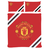 Manchester United FC Core Stripe Double Duvet Set Default Title - Bedroom at Gift Moments