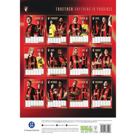 Bournemouth AFC A3 Calendar 2025 - Calendars & Planners at Gift Moments