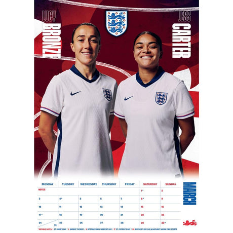 England Lionesses A3 Calendar 2025 - Calendars & Planners at Gift Moments