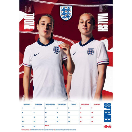 England Lionesses A3 Calendar 2025 - Calendars & Planners at Gift Moments