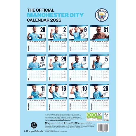 Manchester City FC A3 Calendar 2025 - Calendars & Planners at Gift Moments