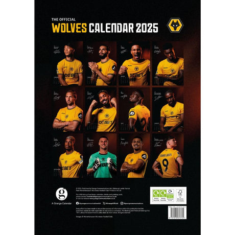 Wolverhampton Wanderers FC A3 Calendar 2025 - Calendars & Planners at Gift Moments