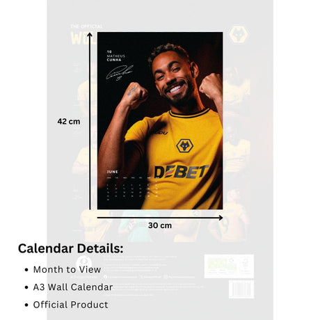 Wolverhampton Wanderers FC A3 Calendar 2025 - Calendars & Planners at Gift Moments