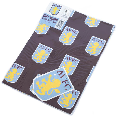 Aston Villa FC Text Gift Wrap - Gift Wrap & Bags at Gift Moments