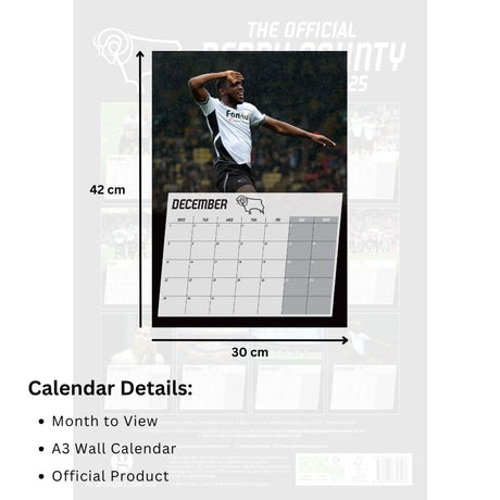 Derby County FC A3 Calendar 2025 - Official Licensed Merchandise - Calendars & Planners at Gift Moments