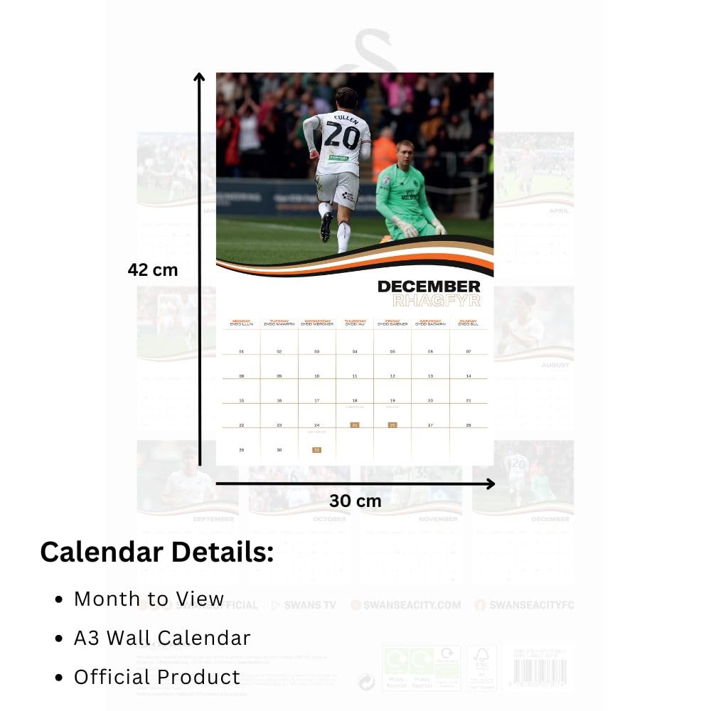 Swansea City AFC A3 Calendar 2025 - Calendars & Planners at Gift Moments