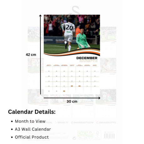 Swansea City AFC A3 Calendar 2025 - Calendars & Planners at Gift Moments