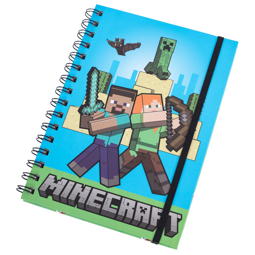 Minecraft A5 Notebook - Spiral Bound Hardback - Notebooks at Gift Moments