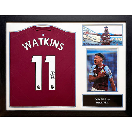 Aston Villa FC Watkins Signed Shirt (Framed) Default Title - Signed Memorabilia at Gift Moments