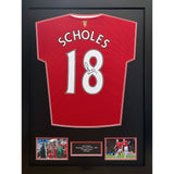 Manchester United FC Scholes Signed Shirt (Framed) Default Title - Signed Memorabilia at Gift Moments