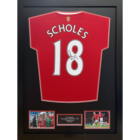 Manchester United FC Scholes Signed Shirt (Framed) Default Title - Signed Memorabilia at Gift Moments