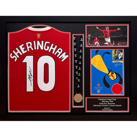 Manchester United FC Sheringham Signed Shirt & Medal (Framed) Default Title - Signed Memorabilia at Gift Moments