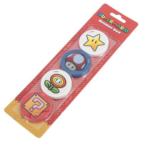 Super Mario 4pk Eraser Set - Stationery at Gift Moments