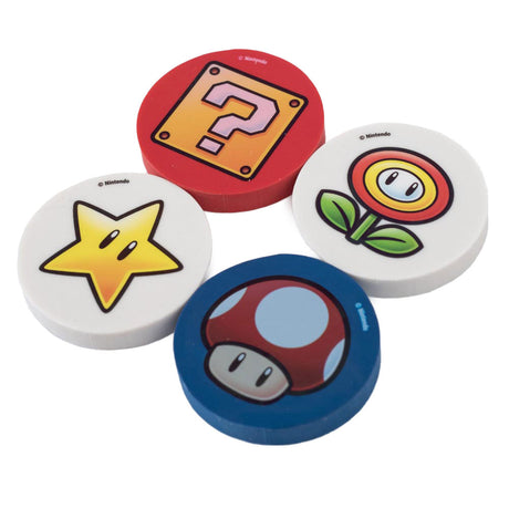 Super Mario 4pk Eraser Set Default Title - Stationery at Gift Moments