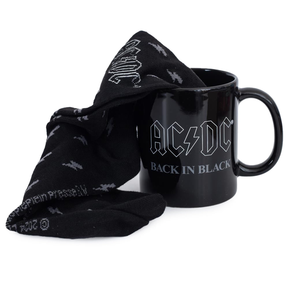 AC/DC Back In Black Mug & Sock Set: 1 - Mugs By AC/DC