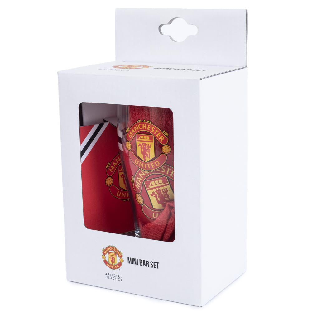 Manchester United FC Core Stripe Mini Bar Set - Barware at Gift Moments