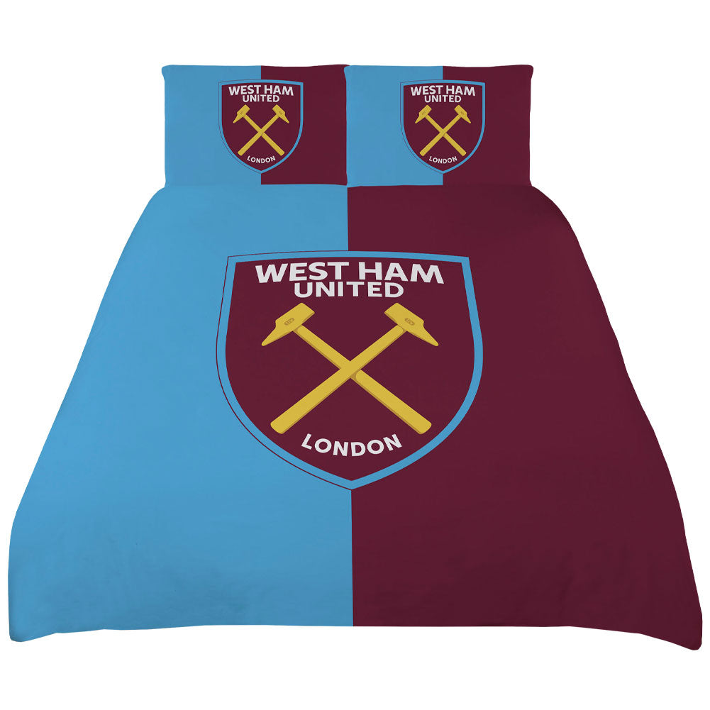 West Ham United FC Colour Split King Duvet Set Default Title - Bedroom at Gift Moments