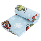 The Grinch Fleece Blanket - Sky Blue Luxury Throw - Blankets at Gift Moments