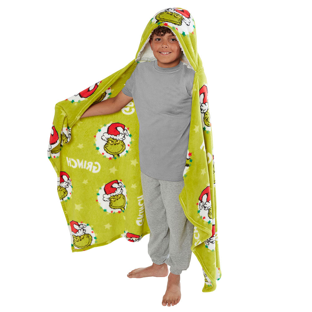 Grinch Youths Hooded Fleece Poncho Blanket: 2 - Blankets By The Grinch