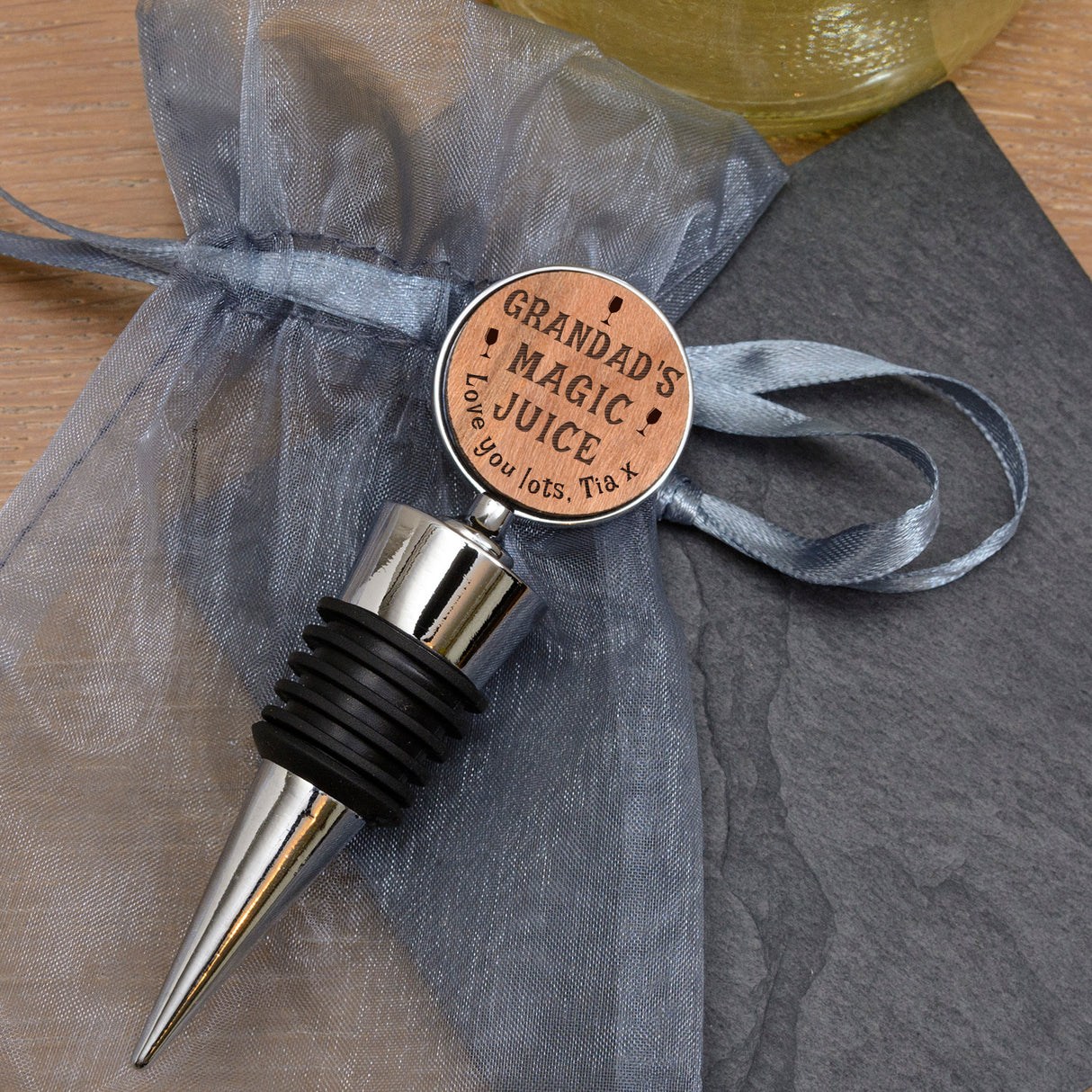 Personalised Cherrywood Magic Juice Bottle Stopper: 4 - Barware By Gift Moments