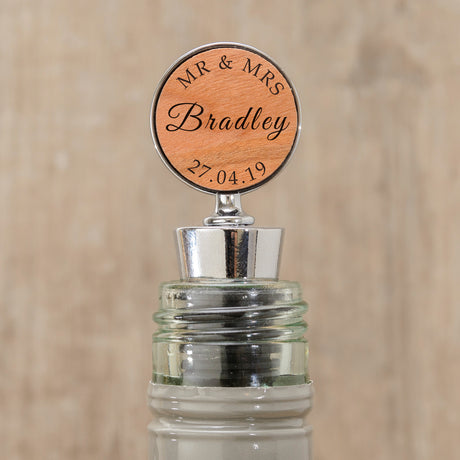 Personalised Cherrywood Mr & Mrs Bottle Stopper: 4 - Barware By Gift Moments