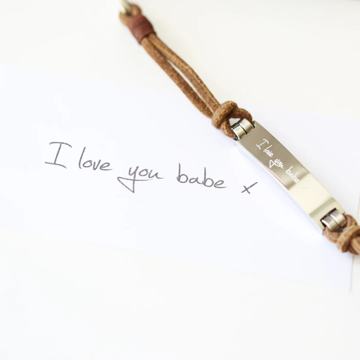 Personalised Handwriting Leather Tan Bracelet: 5 - Bracelets By Gift Moments