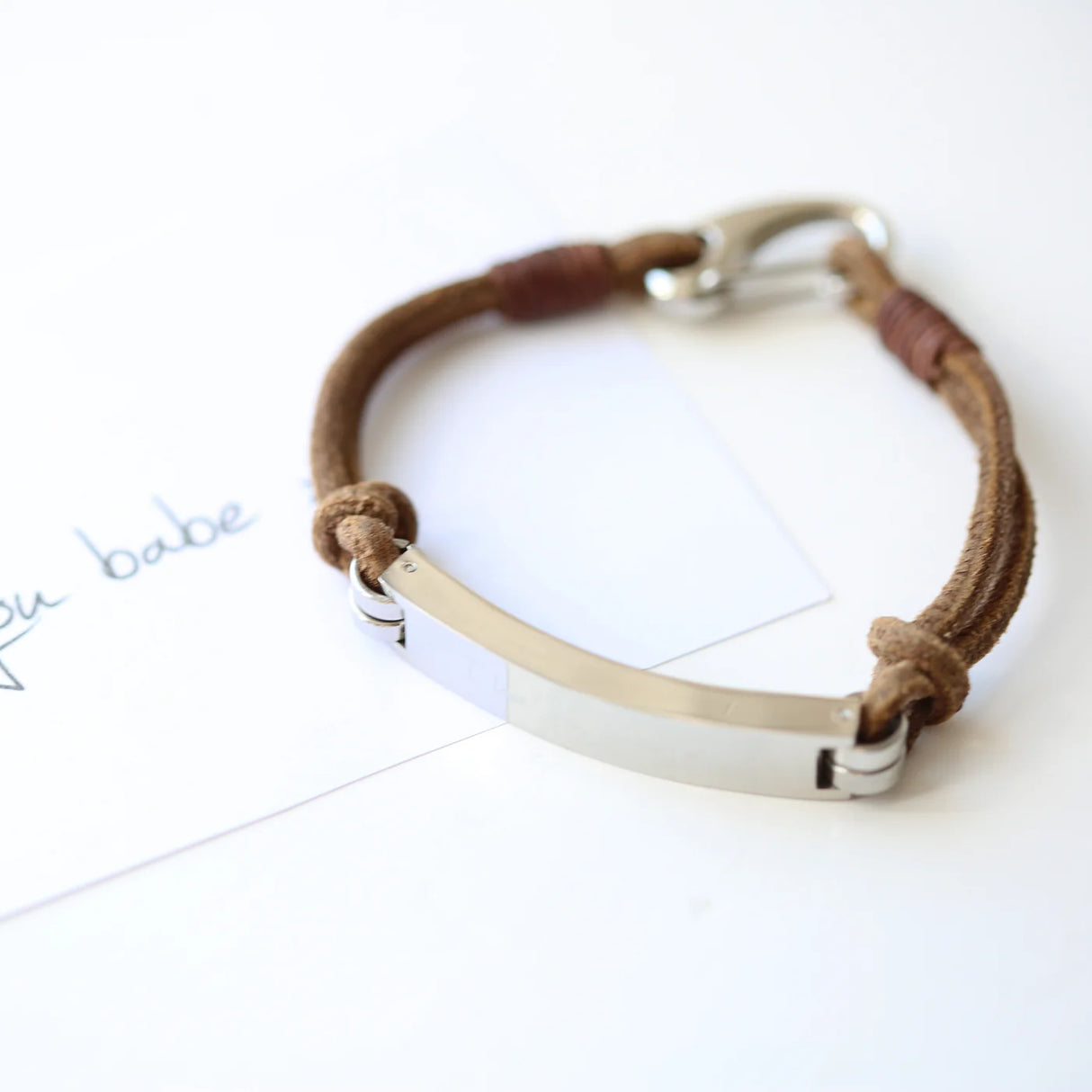 Personalised Handwriting Leather Tan Bracelet: 3 - Bracelets By Gift Moments