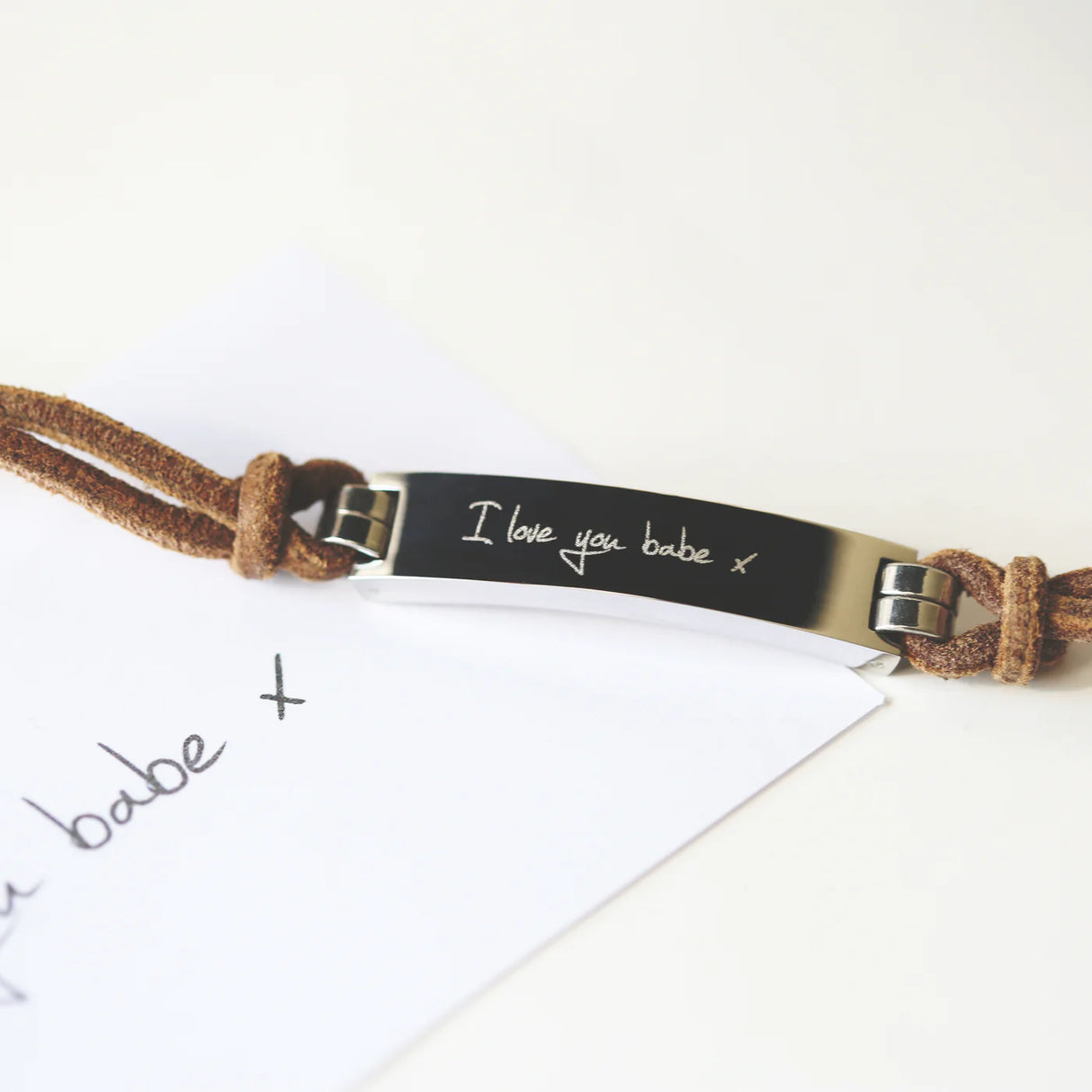 Personalised Handwriting Leather Tan Bracelet: 6 - Bracelets By Gift Moments