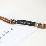 Personalised Handwriting Leather Tan Bracelet: 6 - Bracelets By Gift Moments