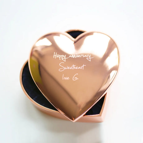 Personalised Handwriting Rose Gold Heart Trinket Box - Trinket Boxes at Gift Moments