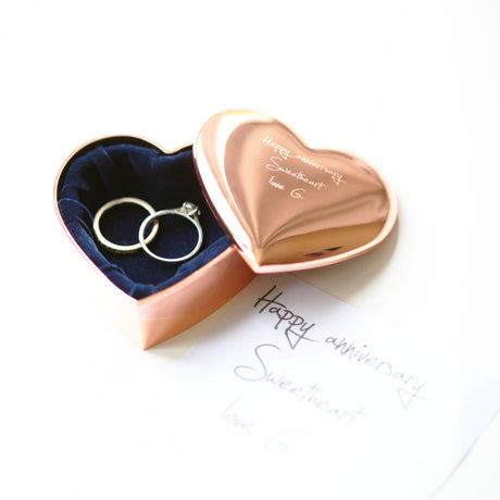 Personalised Handwriting Rose Gold Heart Trinket Box - Trinket Boxes at Gift Moments