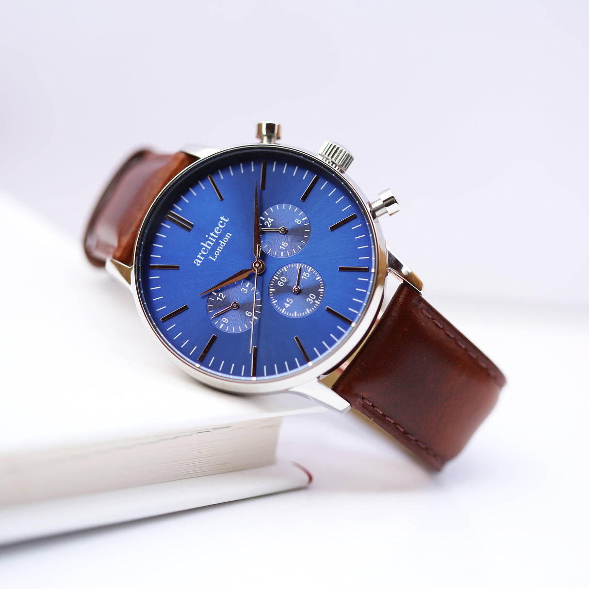 Bespoke Men's Architect Blue Motivator Walnut Contactless Payment Watch - Watches at Gift Moments