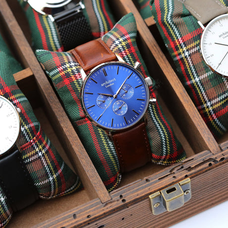 Bespoke Men's Architect Blue Motivator Walnut Contactless Payment Watch - Watches at Gift Moments