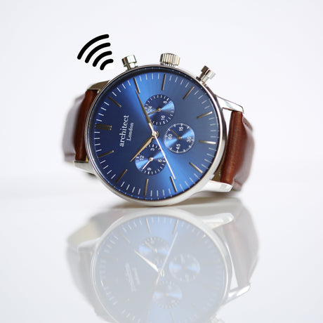 Personalised Men's Architect Blue Motivator Walnut Contactless Payment Watch - Watches at Gift Moments