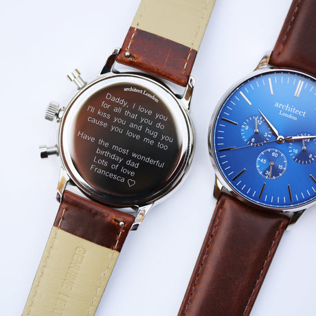 Personalised Men's Architect Blue Motivator Walnut Contactless Payment Watch - Watches at Gift Moments