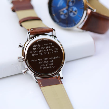 Personalised Men's Architect Blue Motivator Walnut Contactless Payment Watch - Watches at Gift Moments