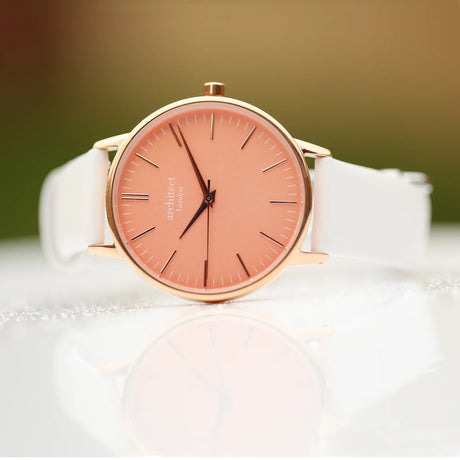 Personalised Ladies Architēct Coral Watch White - Watches at Gift Moments