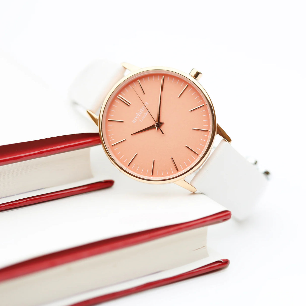 Bespoke Ladies Architēct Coral Watch in White - Watches at Gift Moments