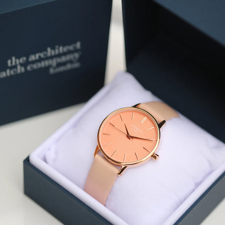 Bespoke Ladies Architēct Coral Watch in Light Pink - Watches at Gift Moments