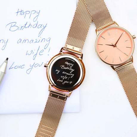 Bespoke Ladies Architēct Coral Watch - Rose Gold Mesh - Watches at Gift Moments