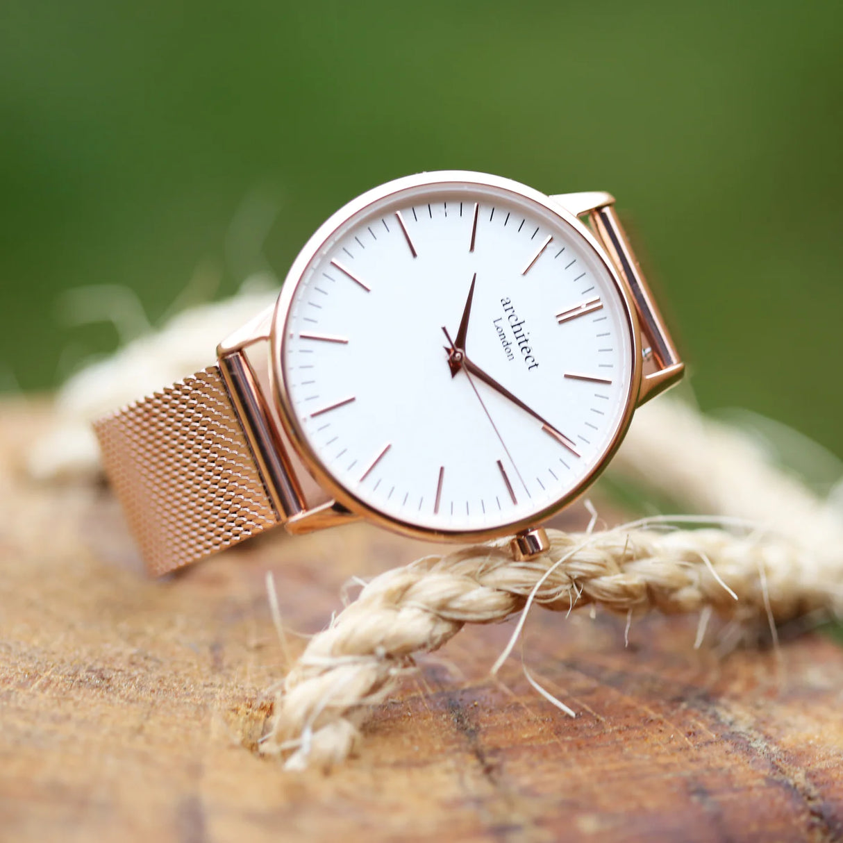 Personalised Ladies Architēct Blanc Watch - Rose Gold Mesh - Watches at Gift Moments