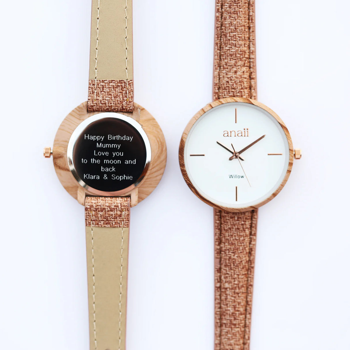 Personalised Ladies Anaii Watch in Hazel Wood - Watches at Gift Moments