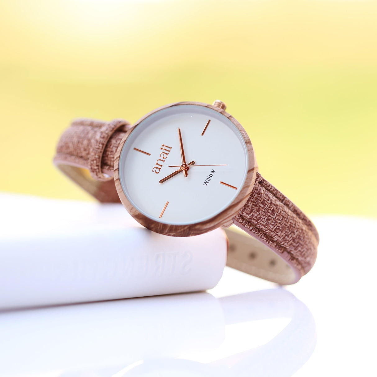 Personalised Ladies Anaii Watch in Hazel Wood - Watches at Gift Moments