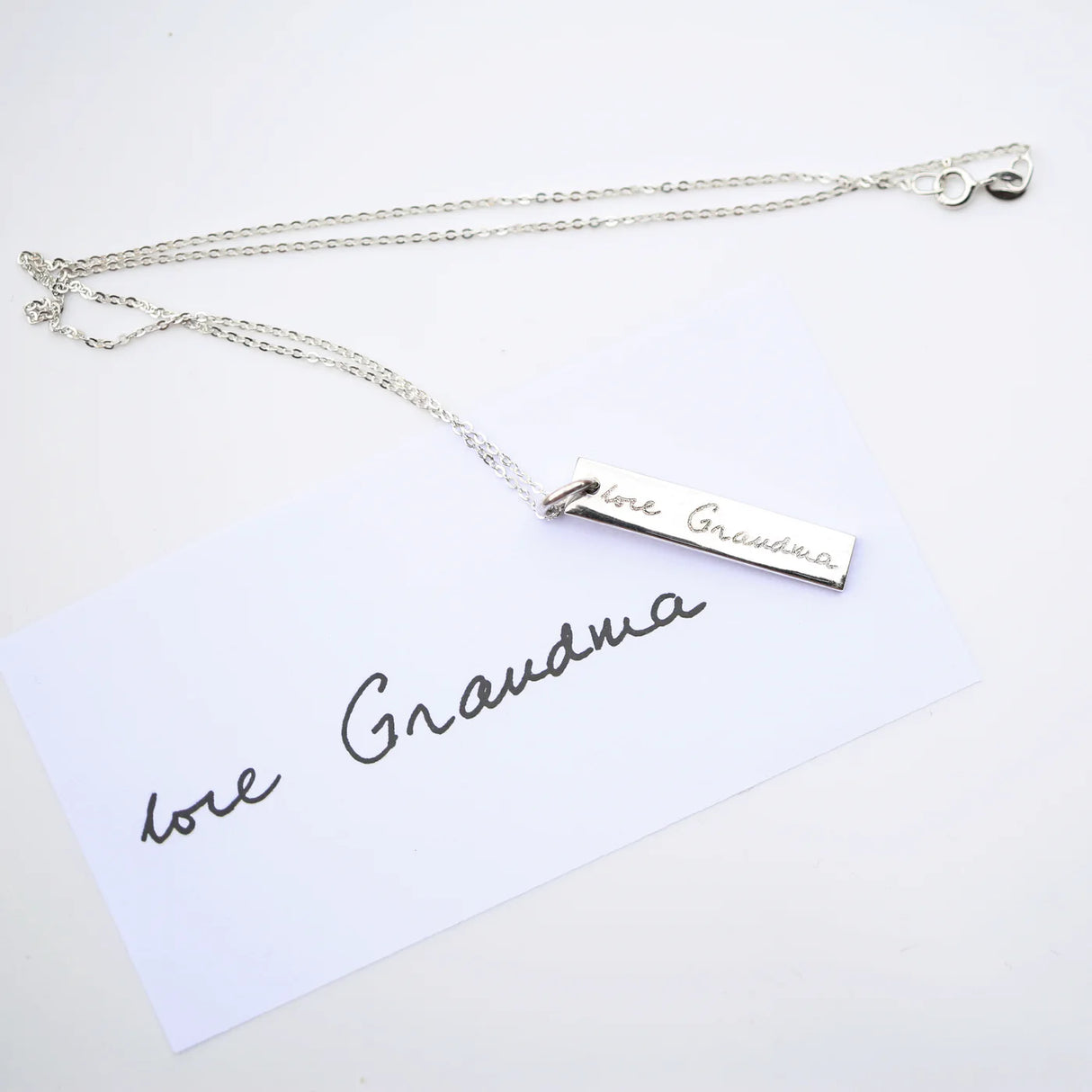 Personalised Handwriting Sterling Silver Bar Necklace - Necklaces at Gift Moments