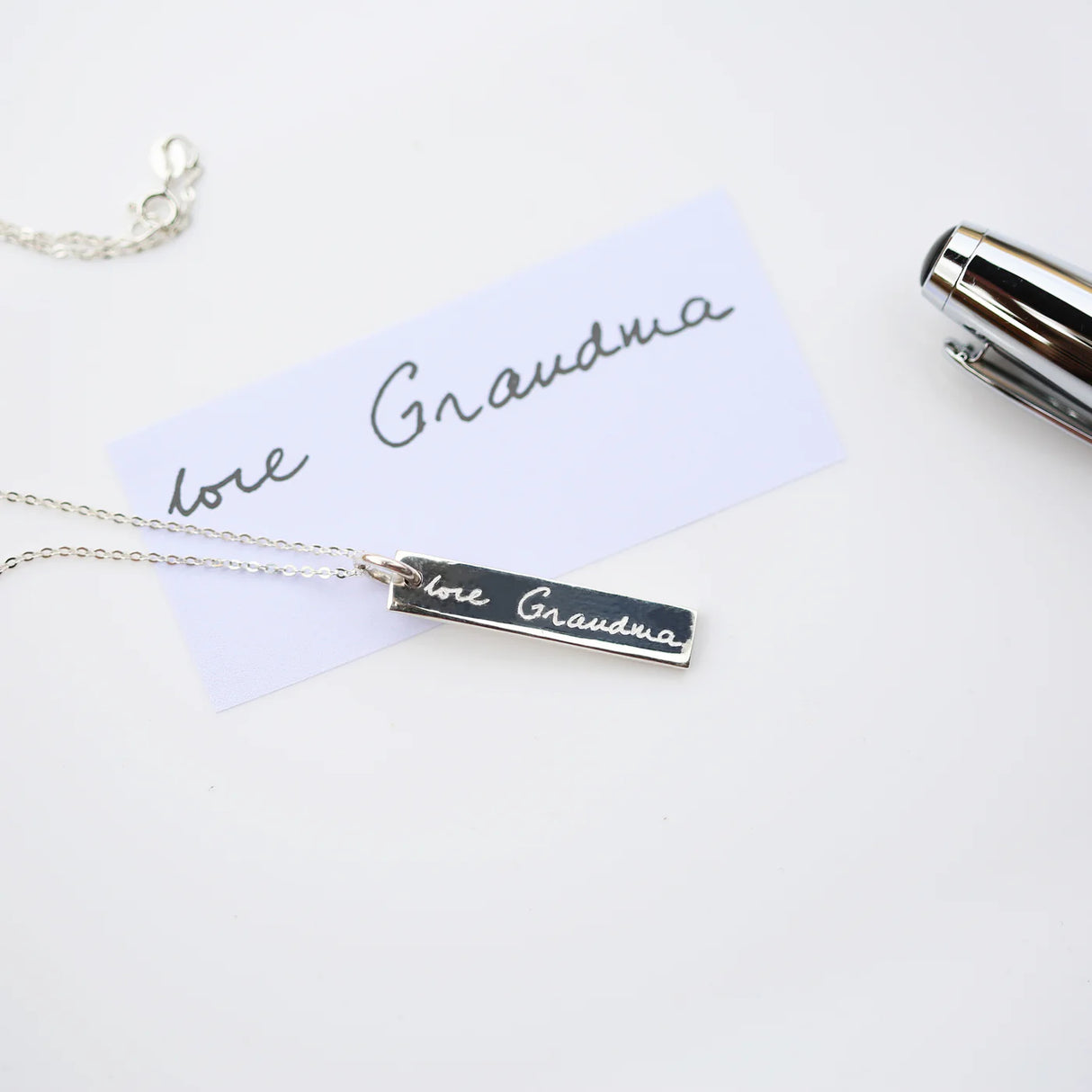 Personalised Handwriting Sterling Silver Bar Necklace - Necklaces at Gift Moments